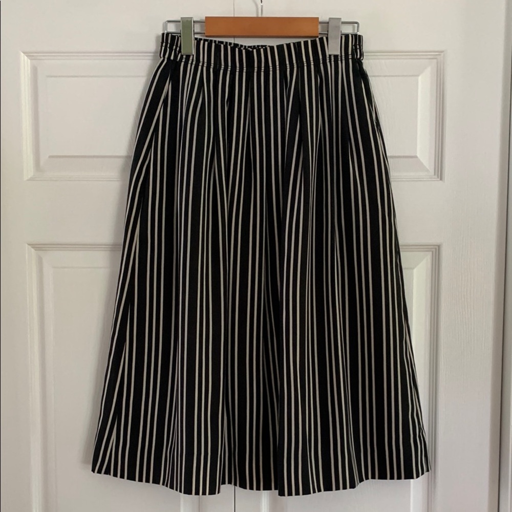 J. Crew Black and White Striped A-Line Skirt